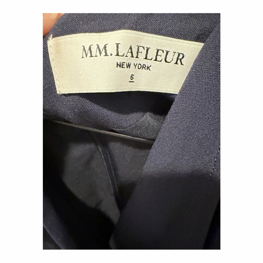 MM.LaFleur Navy Wool Sheath Dress 6 Workwear Career Professional Note Flaw Blue - Picture 5 of 11